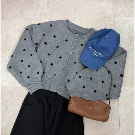 コンパクト丈ドット柄knit / gray