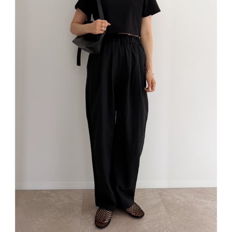 【2色set】 《AMIE original》テンセルタックイージーワイドパンツ / black×beige