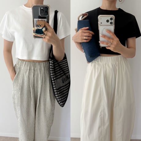 《AMIE original》ショート丈TOPS / 2枚SET【white&black】