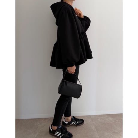 《AMIE original》Peplum Sweat Hoodie / black
