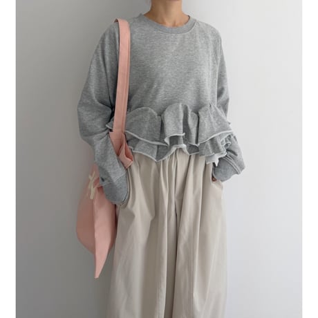 frill hem sweat / gray