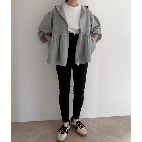 《AMIE original》Peplum Sweat Hoodie / gray