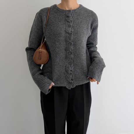 frill knit cardigan