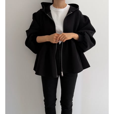 《AMIE original》Peplum Sweat Hoodie / black