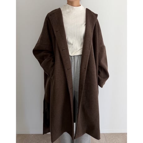 メルトンロングコート / brown