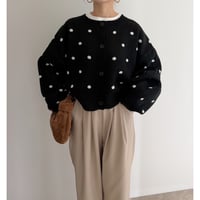 コンパクト丈ドット柄knit / blalk