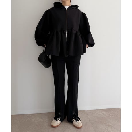 《AMIE original》Peplum Sweat Hoodie / black