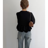 frill hem sweat / black