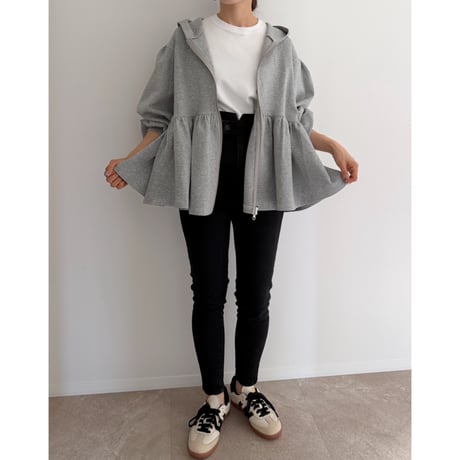 《AMIE original》Peplum Sweat Hoodie / gray