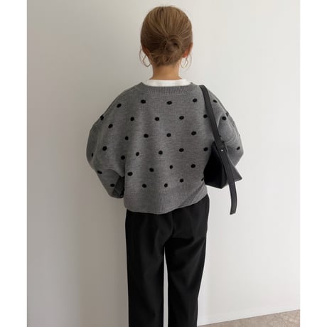 コンパクト丈ドット柄knit / gray