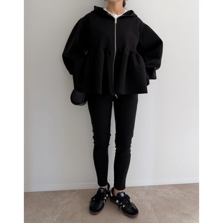 《AMIE original》Peplum Sweat Hoodie / black