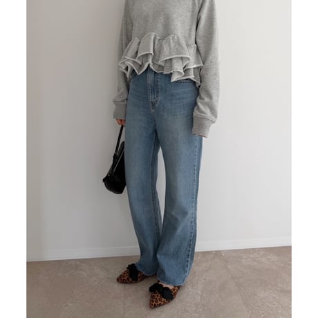 frill hem sweat / gray