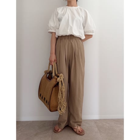 【2色set】 《AMIE original》テンセルタックイージーワイドパンツ / black×beige