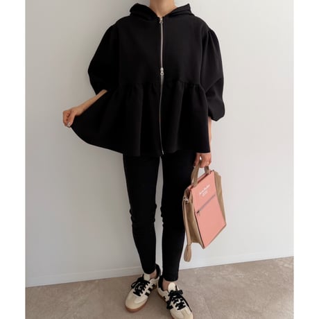 《AMIE original》Peplum Sweat Hoodie / black