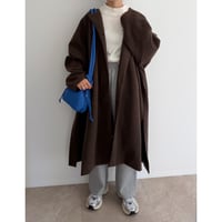 メルトンロングコート / brown