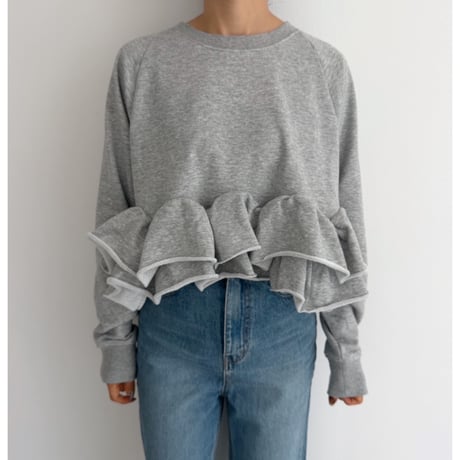 frill hem sweat / gray