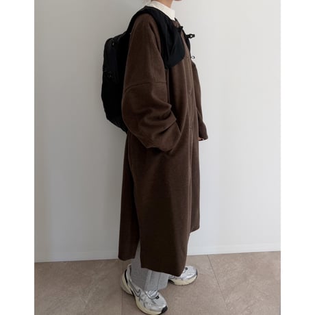 メルトンロングコート / brown