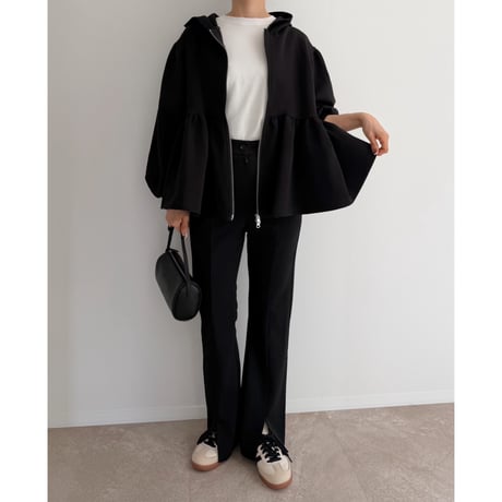 《AMIE original》Peplum Sweat Hoodie / black