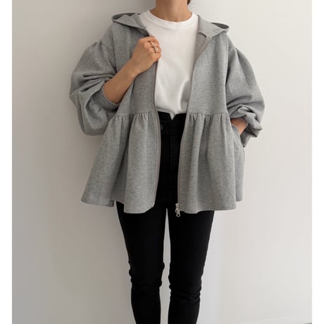 《AMIE original》Peplum Sweat Hoodie / gray