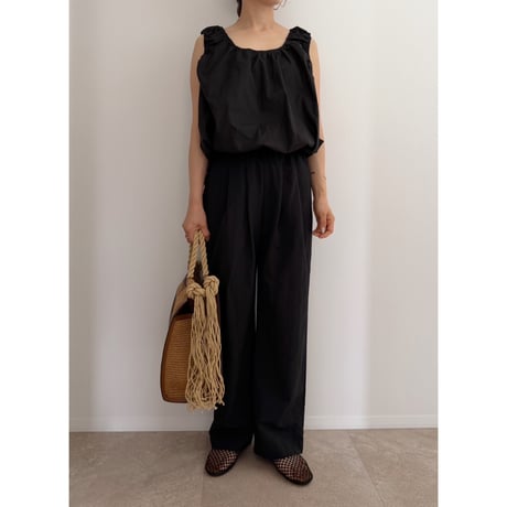 【2色set】 《AMIE original》テンセルタックイージーワイドパンツ / black×beige
