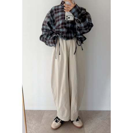 ドロストチェッククロップドシャツ