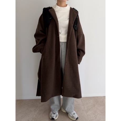 メルトンロングコート / brown