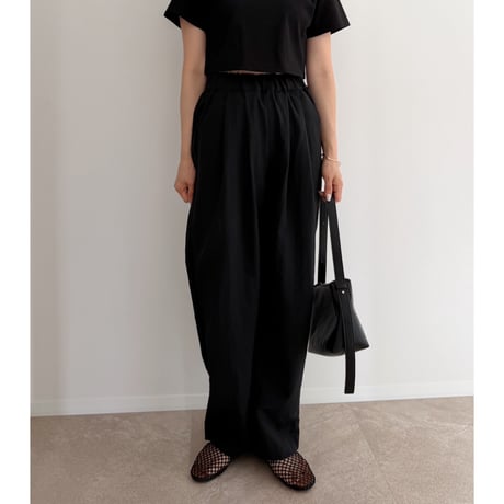 【2色set】 《AMIE original》テンセルタックイージーワイドパンツ / black×beige