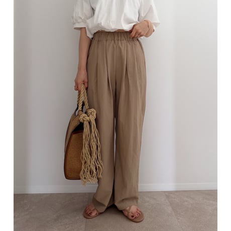 【2色set】 《AMIE original》テンセルタックイージーワイドパンツ / black×beige