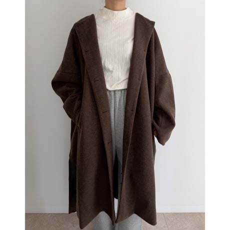 メルトンロングコート / brown