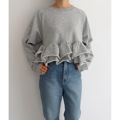 frill hem sweat / gray