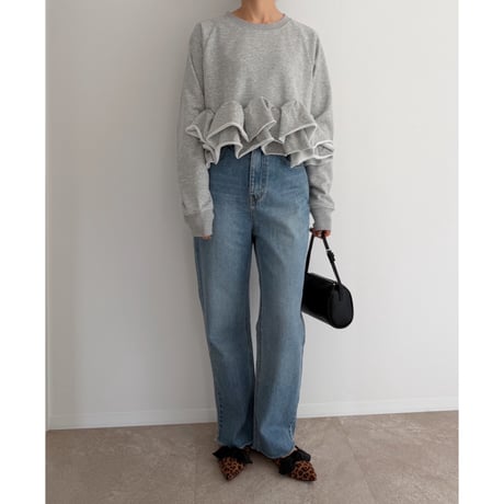 frill hem sweat / gray
