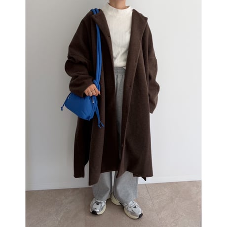 メルトンロングコート / brown