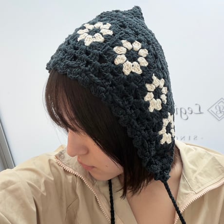 2606HW068(S) / Floral Hooded Bonnet（Black）