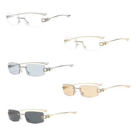 【 Select 】Rectangle Rimless Sunglasses(Silver/Clear)