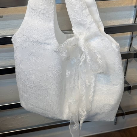 2607BG054(S)/ Lace Tote Bag（White）