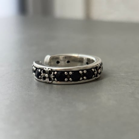 【Select】IM26AC_RG061 /Black Stone Pattern Ring（Silver）