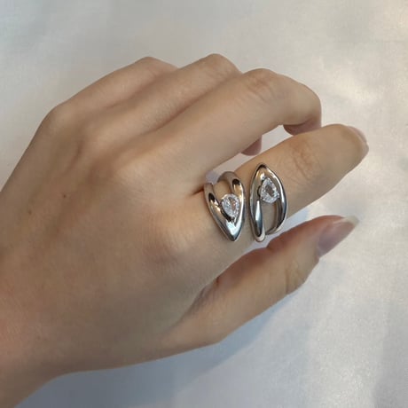 2610RG0851 / Twist Drop Stone Ring （Silver）