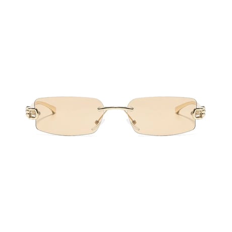 【 Select 】Rectangle Rimless Sunglasses(Gold/Champagne)