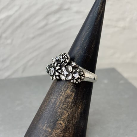 2610RG0853 /  Vintage Floral Cluster Ring （Silver）