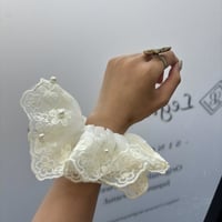 2607HA0096(S)/ Lace Pearl Volume Chouchou（White）