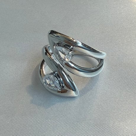 2610RG0851 / Twist Drop Stone Ring （Silver）