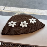 2609HW076(S)  / Floral Knit Bucket Hat（Brown）