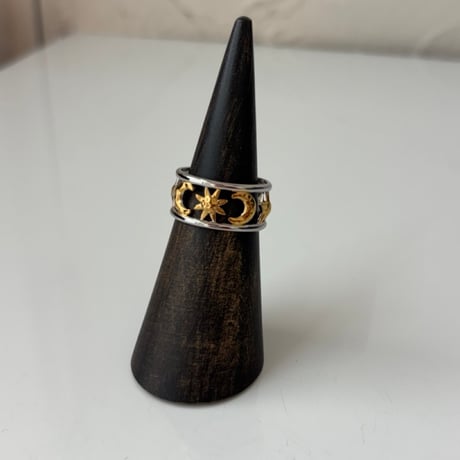2608RG0820  / Sun and moon cutout ring（Silver/Gold）
