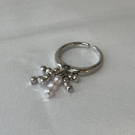 2610RG0852 /  Pearl Beads Charm Ring （Silver）