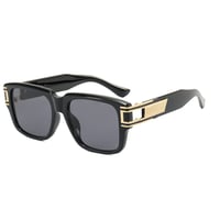 【 Select 】Classic Vintage Square Large Flame Sunglasses (Black/Grey)