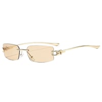 【 Select 】Rectangle Rimless Sunglasses(Gold/Champagne)