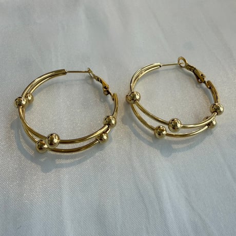 2610PR0861 / Layered Ball Hoop Pierce（Gold）