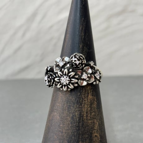 2610RG0853 /  Vintage Floral Cluster Ring （Silver）