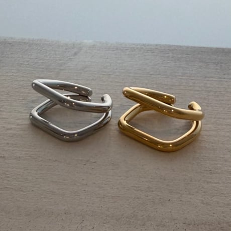 2610RG0844 / Square Double Line ring （Silver）