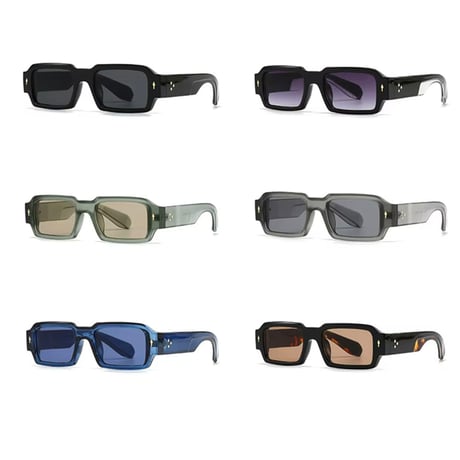 【 Select 】Vintage Square Rivets Sunglasses (Black/Gradation）